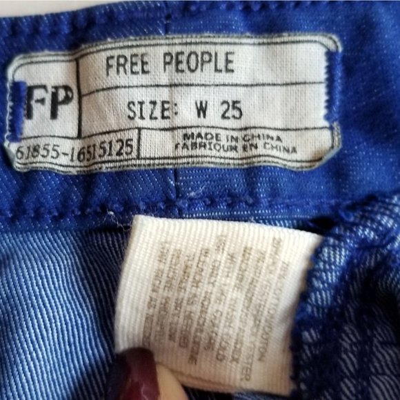 Free People Cobalt Blue Skinny Moto Utility Jeans 25 Zippered Pockets - Picture 7 of 7
